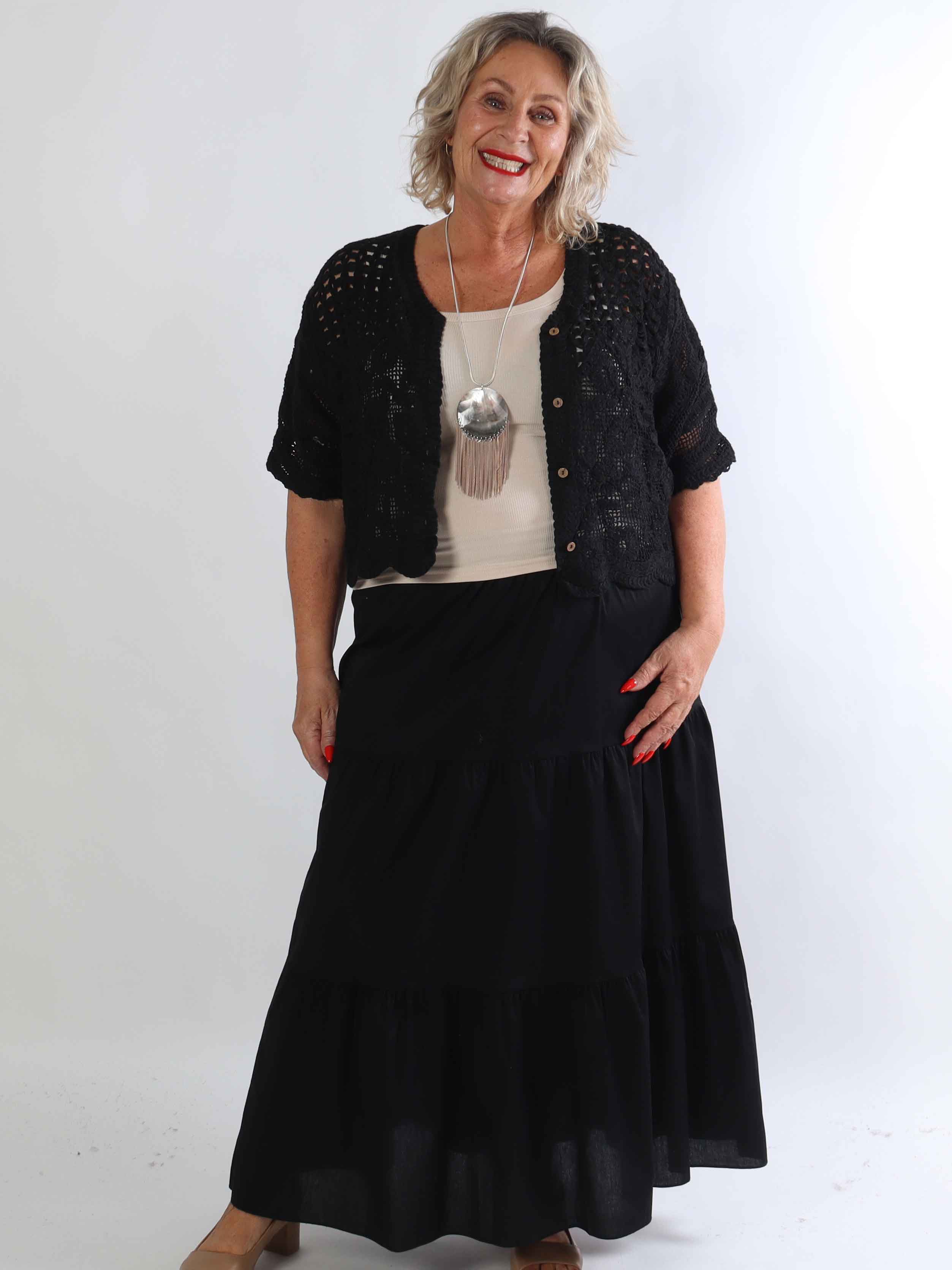 Ariella - Sød plus size nederdel i bomuld med lag-på-lag-effekt